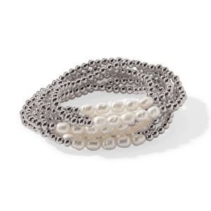 Park Lane "MARINA" SILVER SET of 8 Bracelets Freshwater Pearls Reg. $160